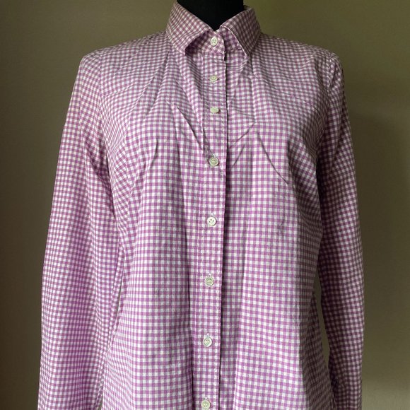 J.CREW Purple + White Gingham Button-Down - Picture 1 of 4